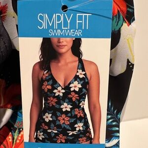 NWT Simply Fit Swimwear with Ruched Tankini and Skirt with panty bottom.